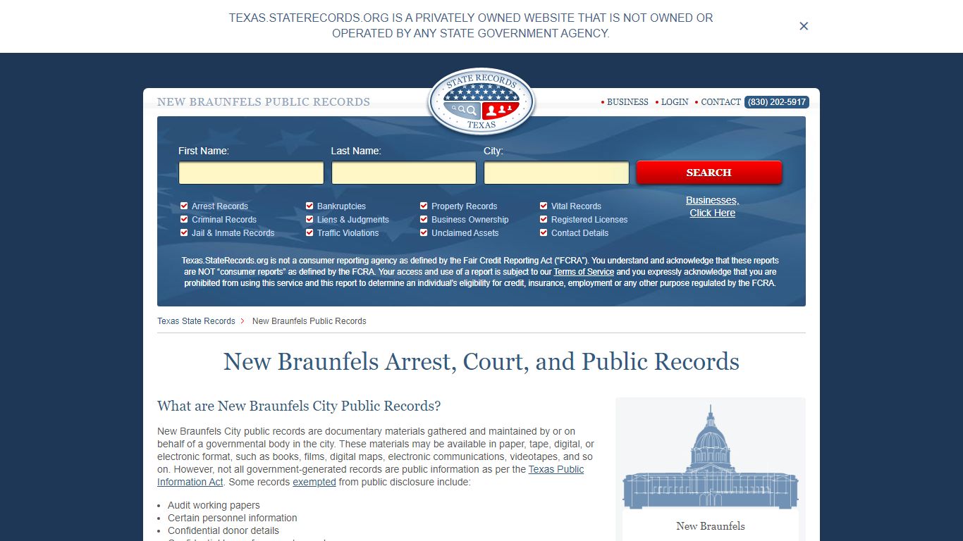 New Braunfels Arrest and Public Records | Texas.StateRecords.org