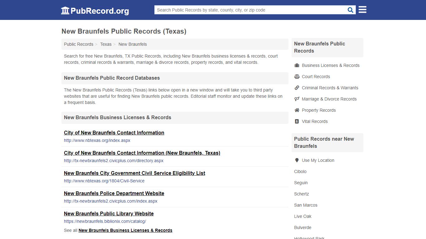 Free New Braunfels Public Records (Texas Public Records) - PubRecord.org