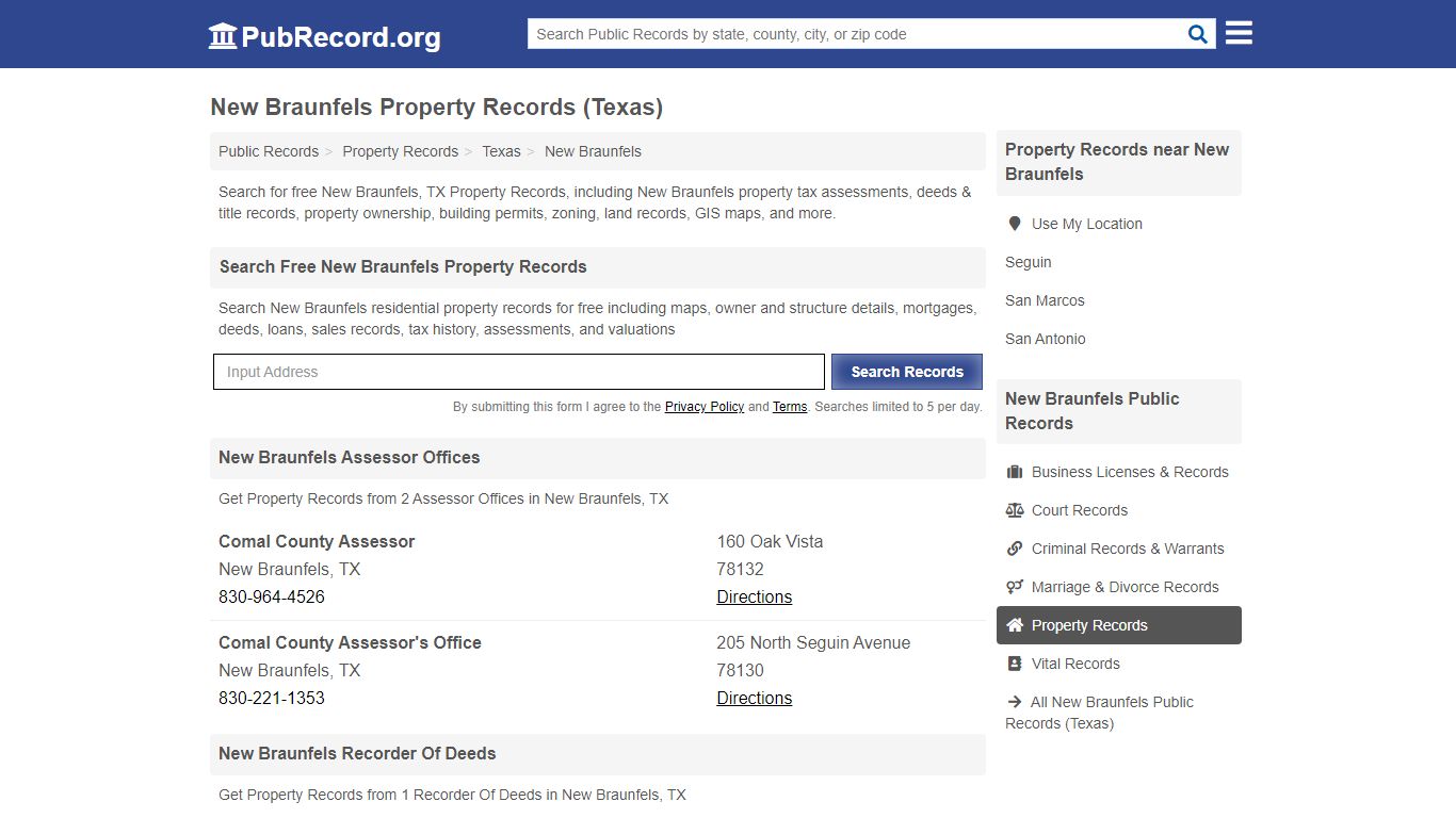 New Braunfels Property Records (Texas) - Public Record